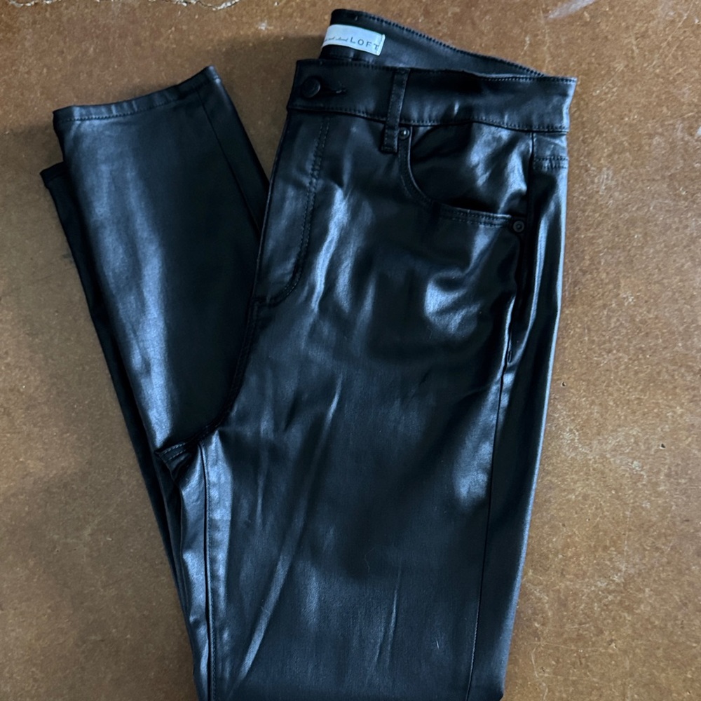 Loft Black Faux Leather Pants